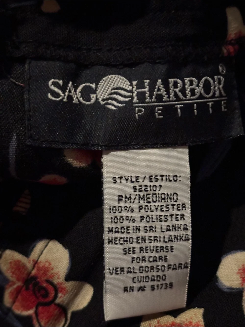 Sag Harbor Black Maxi Skirt with Cream and Red Floral Print